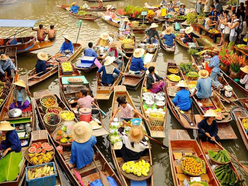 chợ nổi bốn mùa ở pattaya