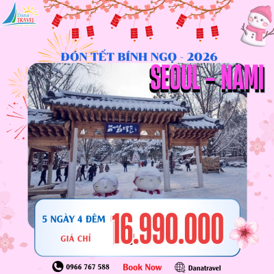 Tour đón Tết Bính Ngọ Hàn Quốc 5 Ngày 4 Đêm Khởi hành từ Đà Nẵng